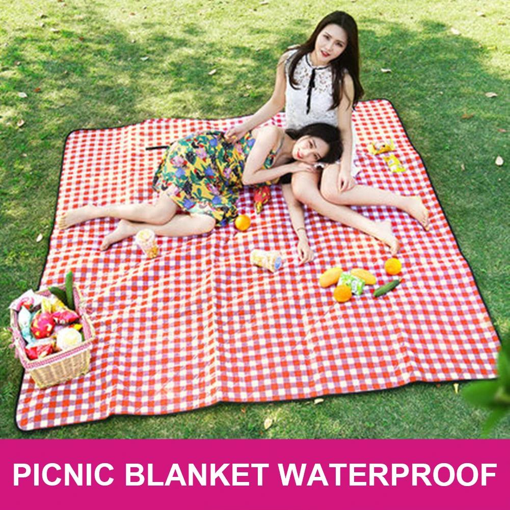 Folding lattice Picnic Blanket Mat Waterproof Extra Large Handy Mat Outdoor Thick Sandproof Blanket for Family Friend