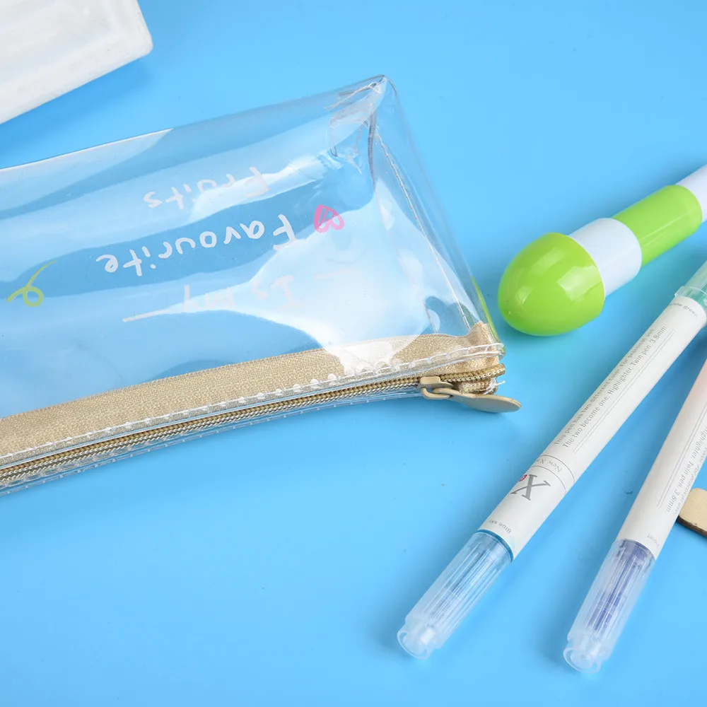 20/ Pencil Bag Transparent Fruit Pencil Pouch Pencil Case Creative Stationery Storage Bag Plumier Scolaire Rangement Pencil Bag