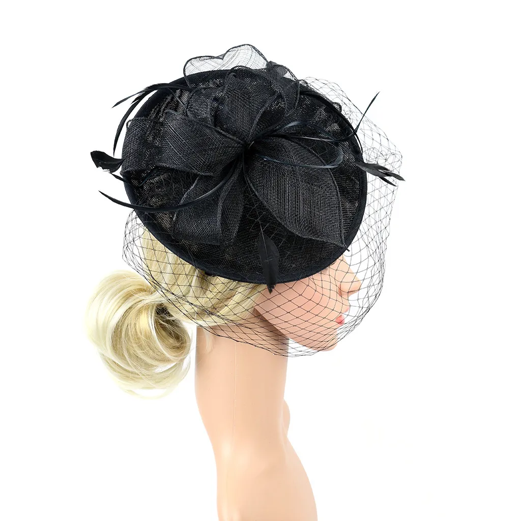 Handmade Women Hair Polyester Clip Wedding Casual girl Fascinator Large Hat Headpieces hair bands 35X35cm