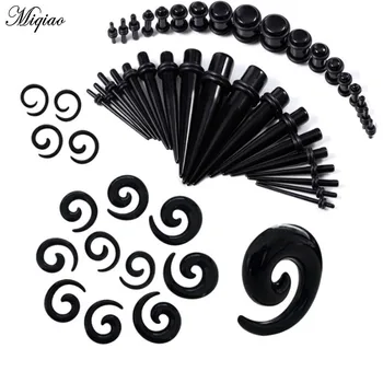 

Miqiao Hot Selling UV Segment Acrylic Ear Expander Spiral Cone Snail Ear Expander 54 Piece Set Combination Piercing Jewelry