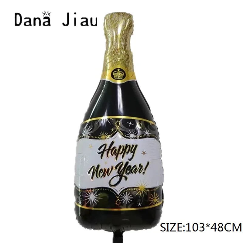 Danajiau Высокое качество Золотой счастливый год Фольга Воздушный шар год обратный отсчет вечерние украшения Гелиевый шар бутылка шампанского