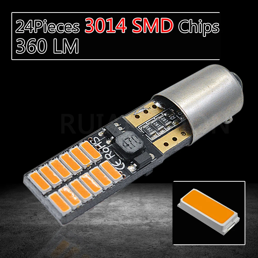 0.2A BA9S 53 57 1895 64111 BAX9S H6W BAY9S H21W 24SMD 3014 Светодиодный обратный светильник лампы для автомобилей Canbus НЕ-Полар-флиса дневные ходовые огни 12V белый и желтый цвет, на возраст от 4 шт