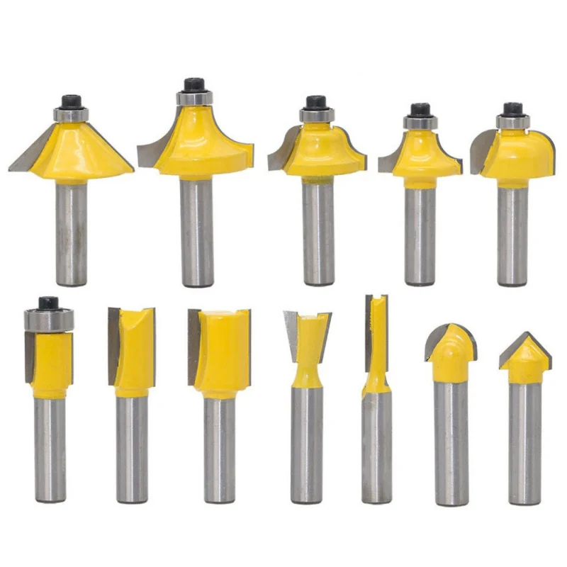 

Milling Cutter machine 12pcs 8mm Shank Carbide Router Bit Wood Milling Saw Cutter All Purpose Tungsten Carbide Route