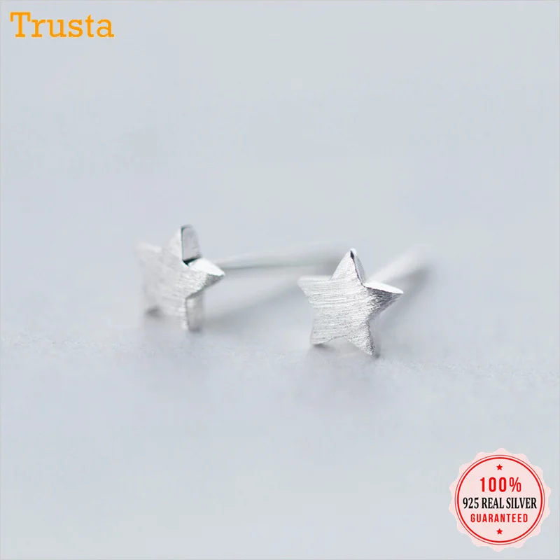 Trustdavis 925 однотонные ювелирные изделия из настоящего стерлингового серебра серьги-гвоздики со звёздочками для Для женщин Девичья Подростковая леди DS001