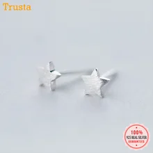 Trustdavis 925 однотонные ювелирные изделия из настоящего стерлингового серебра серьги-гвоздики со звёздочками для Для женщин Девичья Подростковая леди DS001
