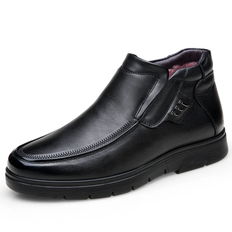 Британский модный мужской теплый плюшевый ботинки «Челси» зимняя обувь из коровьей кожи зимние ботинки на платформе без застежки sapato bota hombre