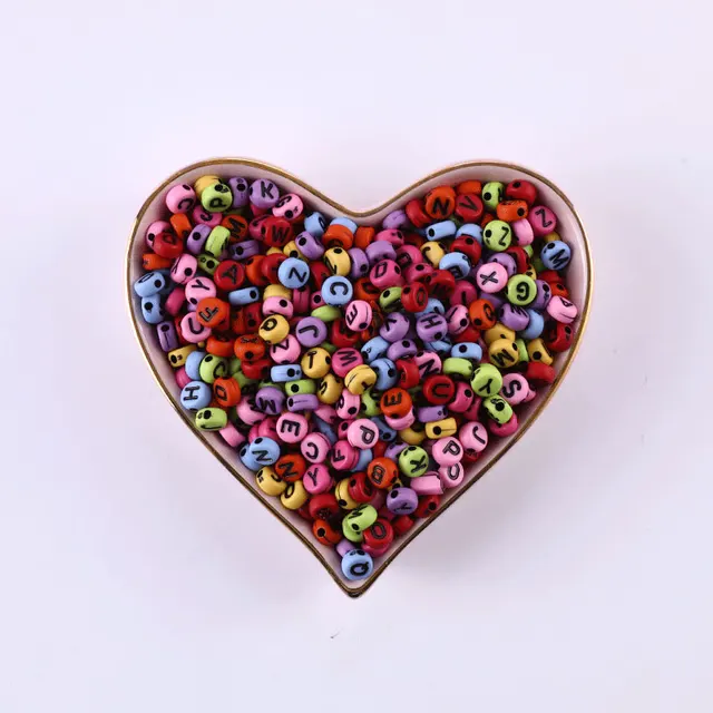 100/200/500pcs Heart Beads For Jewelry Making Acrylic Mixed Beads With Letters For Bracelet Handmade Diy Bracelet Necklace 2021 4x7mm 03