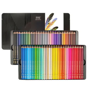 

NYONI Oily Pencil Wooden Graffiti Tin Box 48 Color Filling Pen Advanced Color Lead Painting Sketch School Supplies