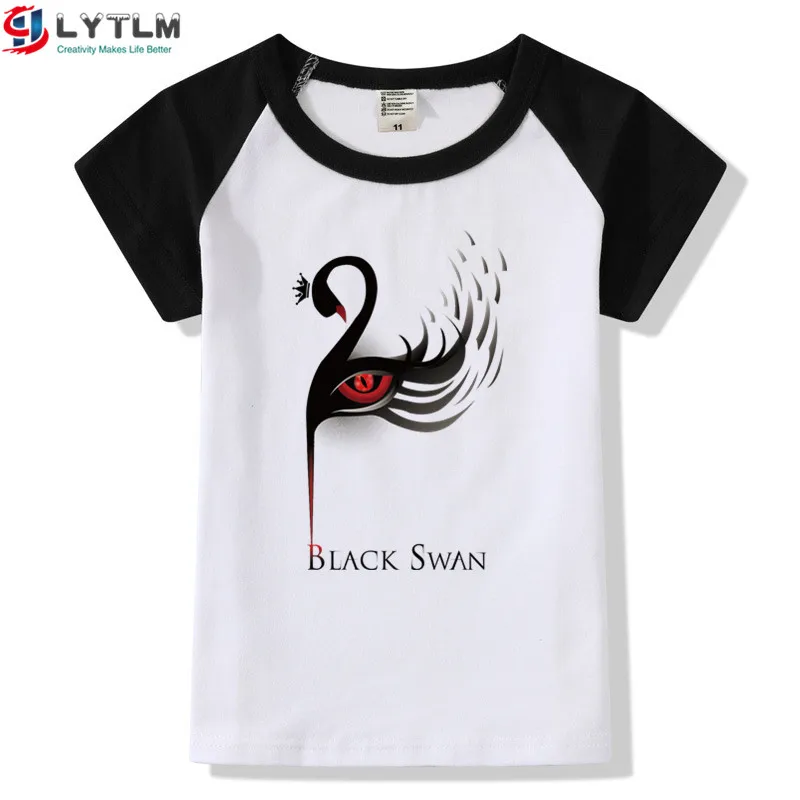 LYTLM черная футболка с лебедем Femme Hallween костюмы для девочек XXX Детские рубашки для девочек Anniversaire Enfant детская одежда футболка с рисунком - Цвет: DX Raglan Black