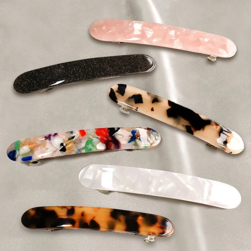 

Elegant Acetate Ice Flower Leopard Print Hair Clip Long Barrette Headwear Hair Holder Headband Hair Accessories