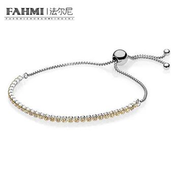 

FAHMI 100% 925 Silver 1:1 Genuine Charm Mother's Day Elegant Yellow Zircon Bracelet Sliding Bracelet Factory Outlet
