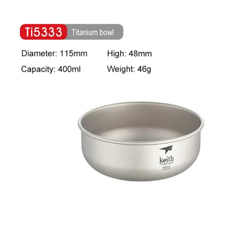 400ml Ti5333 Кит Открытый Кемпинг чистая Титановая посуда 300 мл-900 мл чаши посуда столовые приборы Ti5333-Ti5338 - Цвет: 400ml Ti5333