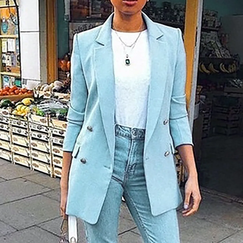 

2019 Winter Autumn Women Casual Suit Coat Business Long Sleeve Jacket Outwear Office Ladies fashion plus size Slim Coat