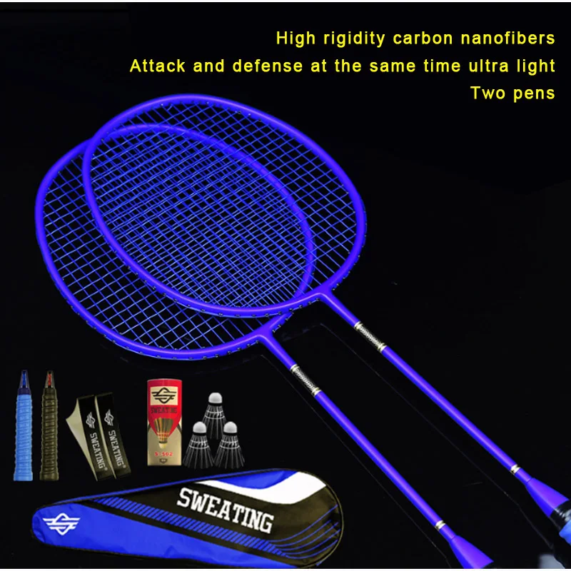 

Double shot full carbon badminton racket ultra light offensive carbon fiber durable