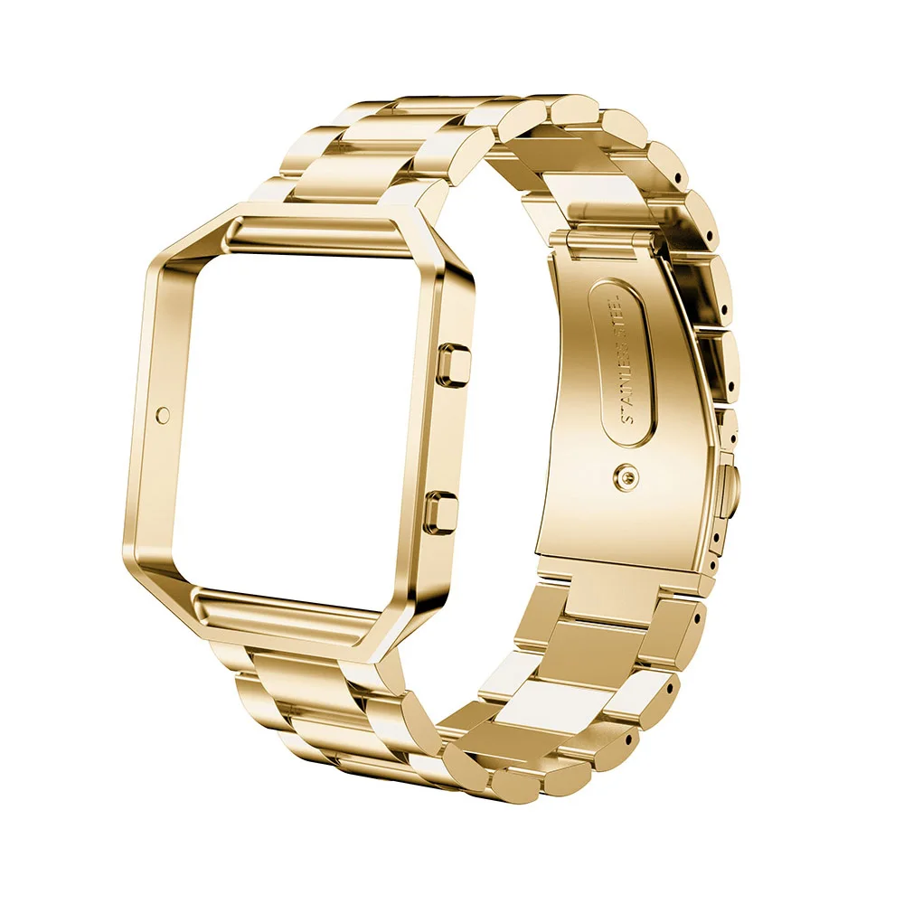 Gold Ремешок из нержавеющей стали для Fitbit Blaze умные наручные часы ремешок сменный браслет наручных часов Smartwatch фитнес аксессуары - Цвет: Gold