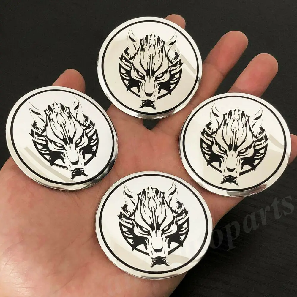 

4pcs 56mm Wolf Head Car Wheel Center Hub Cap Badge Emblem Decal Sticker