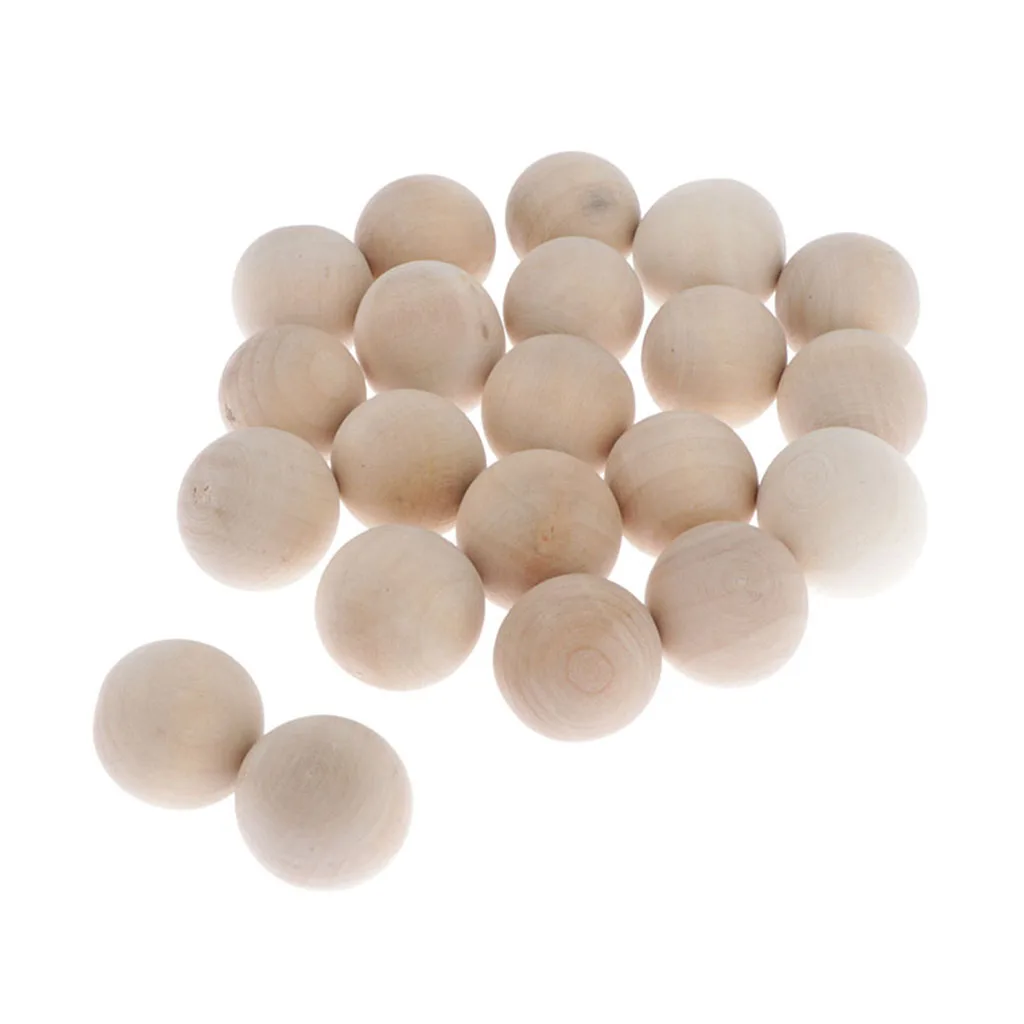 20 Pieces Hardwood Balls - 2cm/0.8inch Round Beech Wood Balls Beads for Crafts