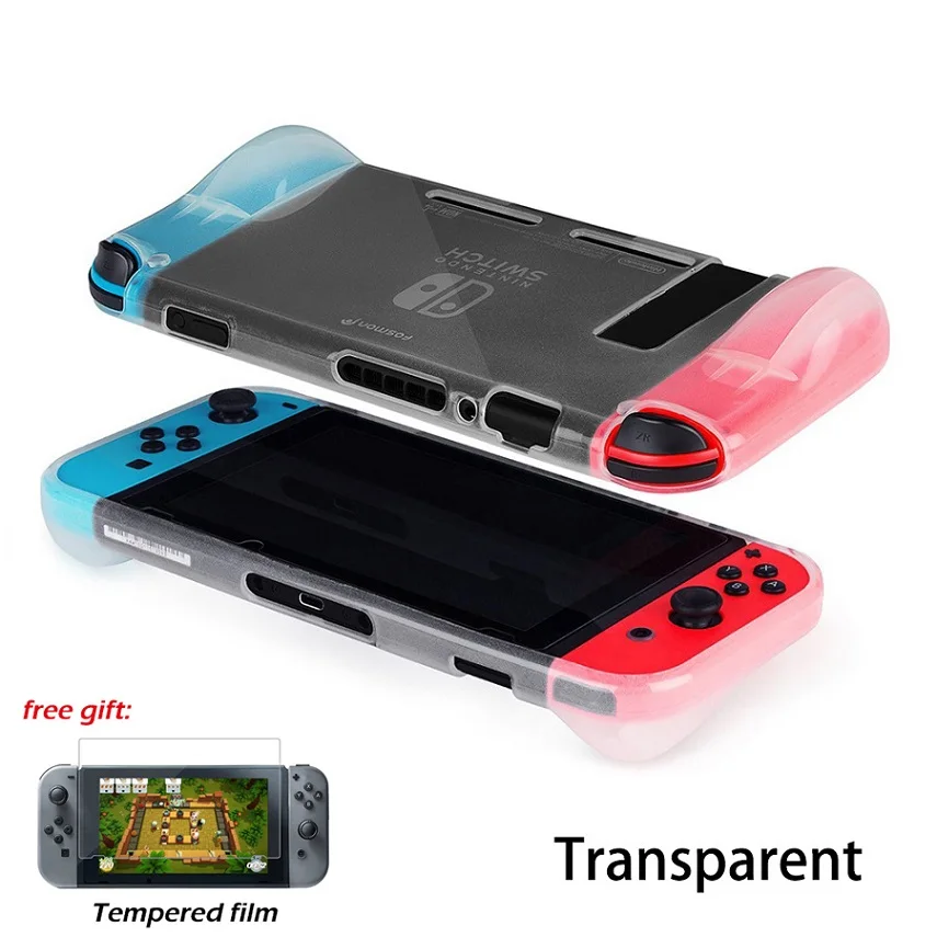 Дорожный переключатель NS Gampad из мягкого ТПУ с ручками защитный чехол для nintendo s Switch Carry Shell закаленная пленка для nintendo Switch - Цвет: Transparent