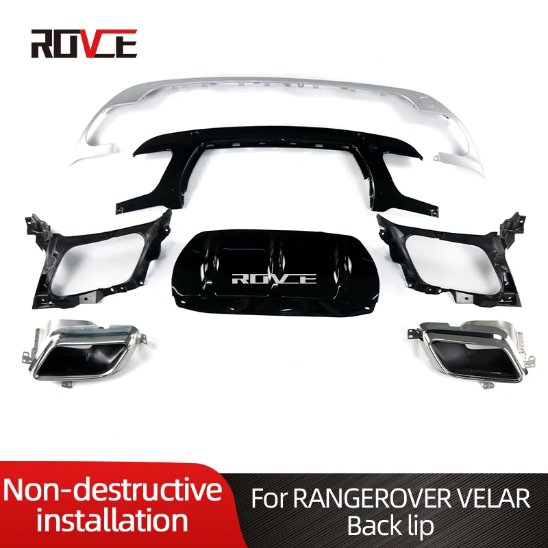 

ROVCE Rear Bumper Diffuser Kits For Land Rover Range Rover Velar 17-21 Dymaic p380 HSE Tail Splitter Lip Trim Spoiler Body Kit