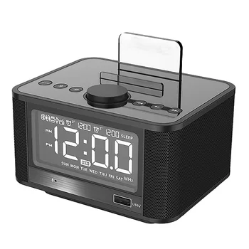 

X7 LED Alarm Clock with FM Radio Wireless Bluetooth Speaker Mirror Display Support Aux TF USB Music Player Wireless for Office H