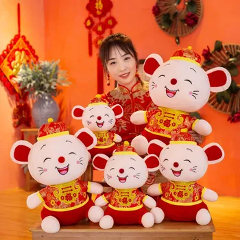 

2020Year of the Rat Mascot Doll Plush Toys New Year Gift Chinese Wind Zodiac Year Of The Rat Mascot Doll Decor