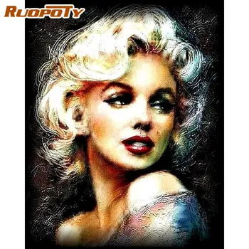

RUOPOTY Frame Diy Painting By Numbers Marilyn Figure Canvas By Numbers Handpainted Oil Painting Home Wall Arts Diy Gift