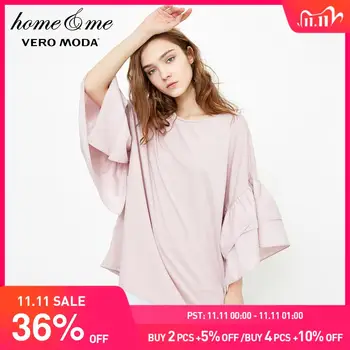 

Vero Moda Women's Drop-shoulder Ruffled Sleeves 100% Cotton Top | 318201572