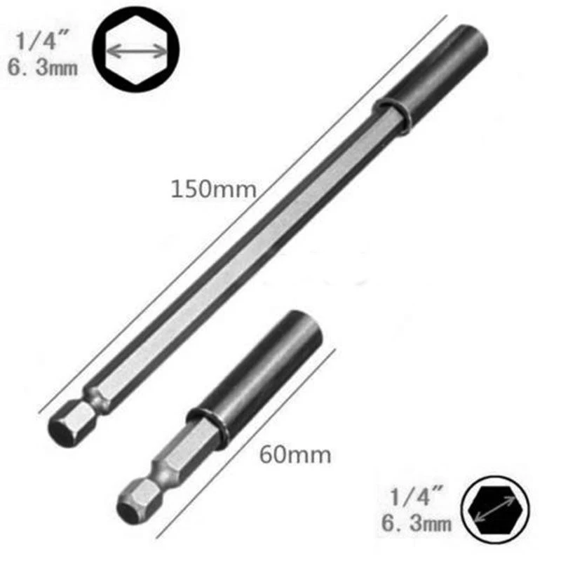 DWZ 1/4'' Hex Shank Magnetic Screwdriver Extension Drill Bit Holder 60/75/100/150mm