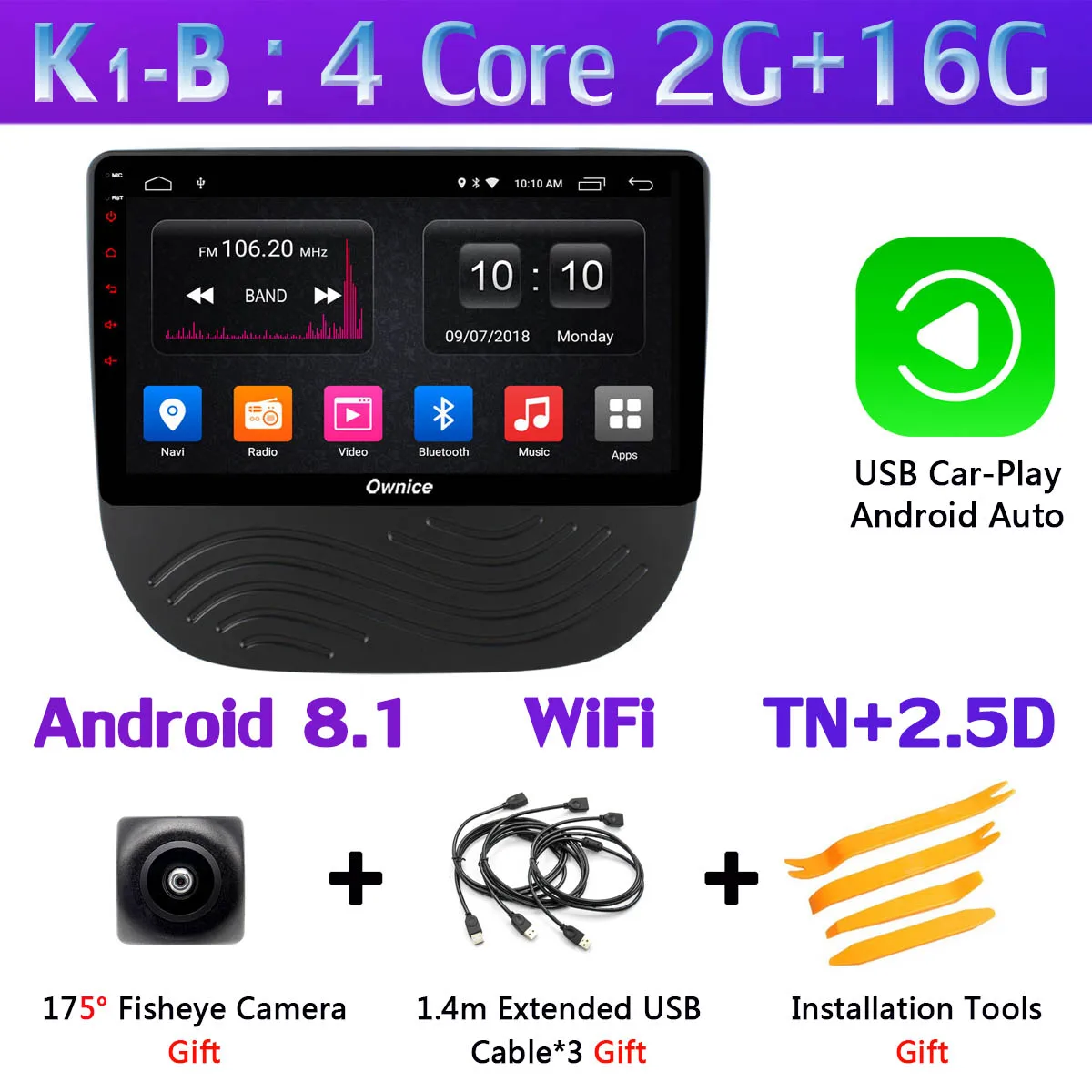1din 360 ° 4×Camera Android 9,0 8 Core, 4 Гб+ 64G DSP CarPlay автомобильный мультимидийный Навигатор Радио плеер для Chevrolet Malibu - Цвет: K1-B-CarPlay