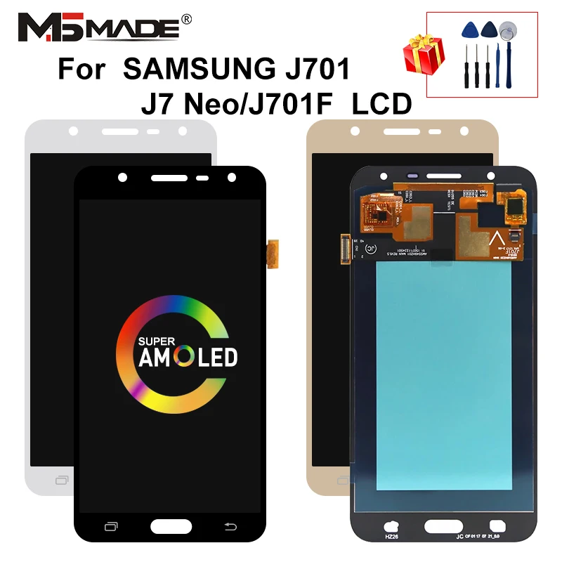 Super AMOLED для Samsung Galaxy J701 J7 Neo ЖК дисплей сенсорный экран дигитайзер в сборе запчасти