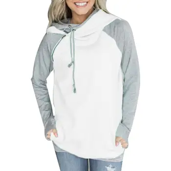 

Sports Women Color Block Slim Sweatshirt Long Sleeve Drawstring Hooded Hoodies