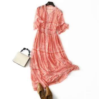 

Women Dress 2020 Spring and Summer Dress Fashion Casual Hollow V-neck Two-piece Dress