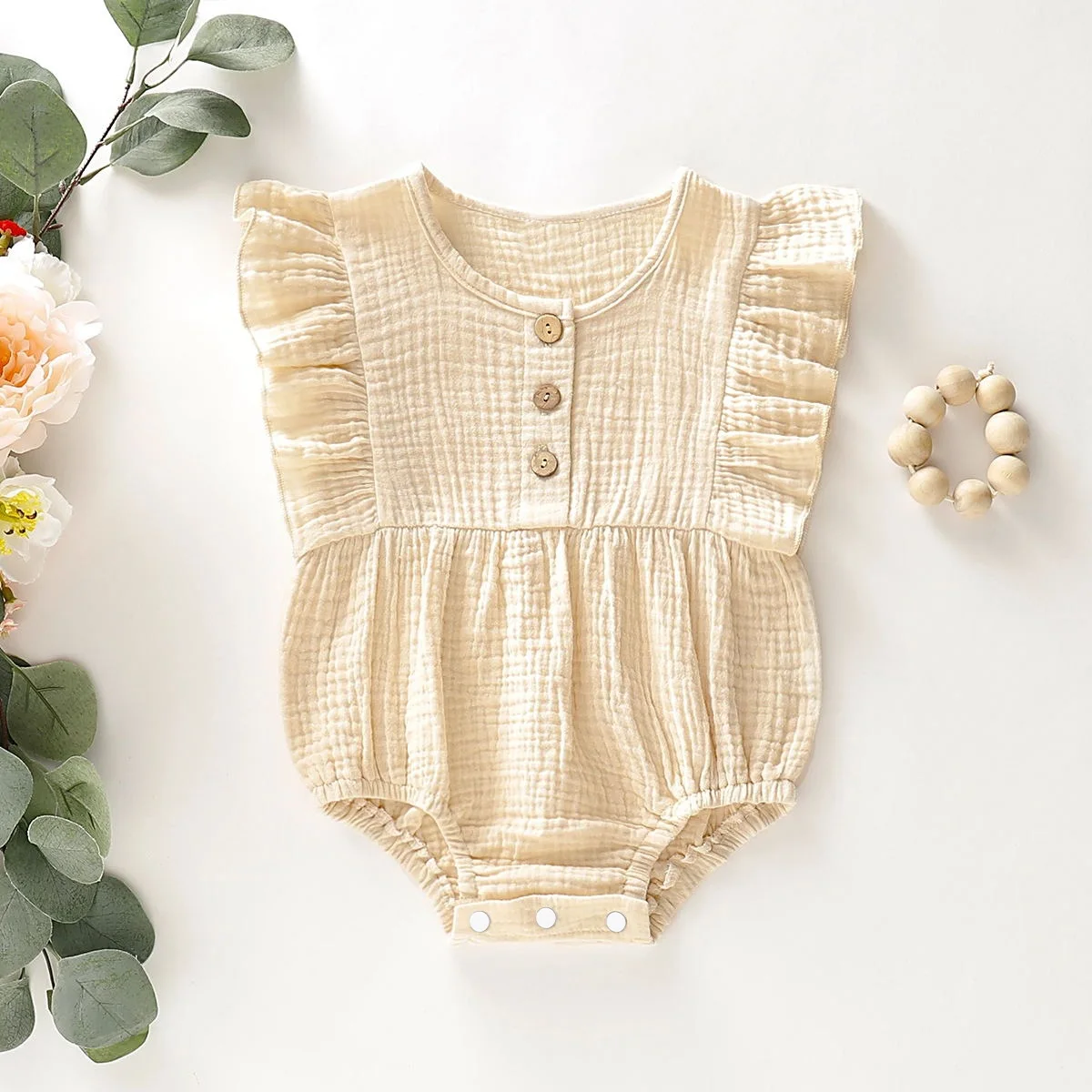 Baby Ruffled Solid Sleeveless Bodysuit | Unilovers