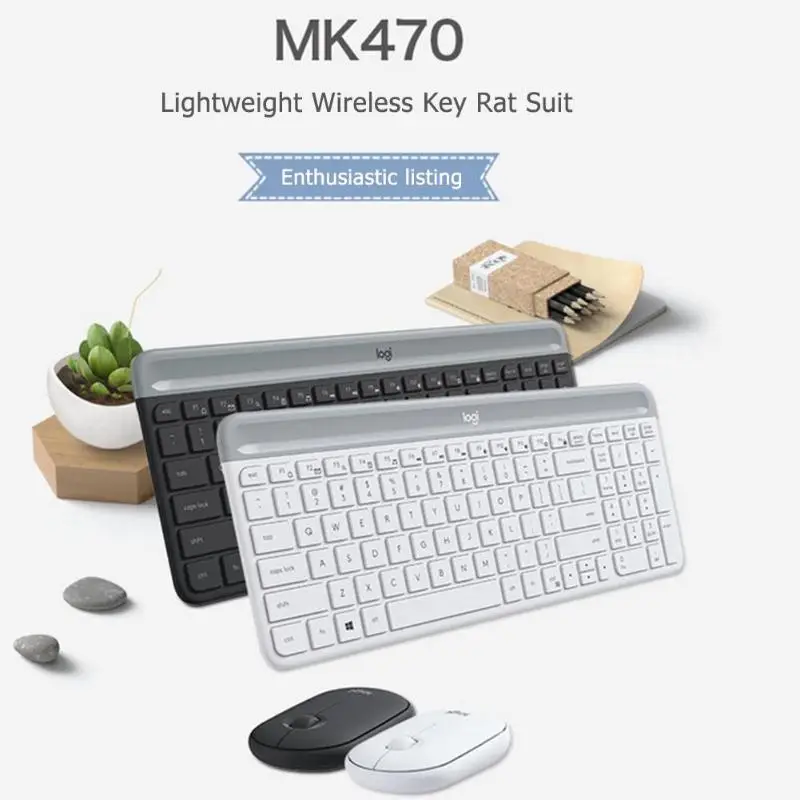Набор беспроводной клавиатуры и мыши logitech MK470, 108 клавиш, нано приемник, клавиатура 2,4, белая, черная ГГц, 1000 dpi, набор оптической мыши, комбо
