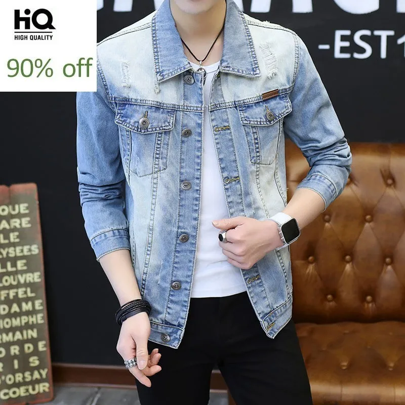 

2020 New Biker Jacket Slim Fit Denim Jackets Men Spring Autumn Men's Jacket Turn-down Collar Men Coat Casaco Masculino Size 3XL