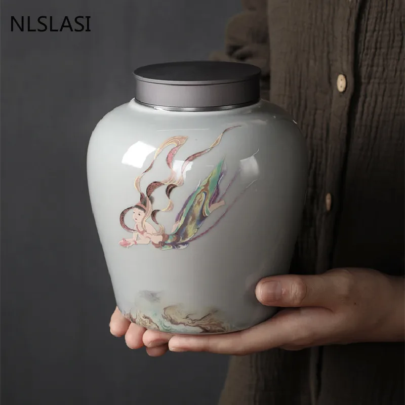 

Бытовой Контейнер для хранения большой емкости, керамический портативный чайный контейнер, дорожный чайный пакетик, герметичная банка для кофе, контейнер для закусок с сушеными фруктами