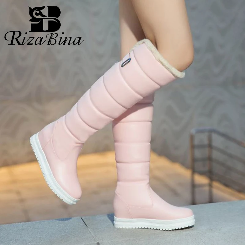 RIZABINA/женские сапоги до колена зимние на плоской подошве с круглым носком обувь