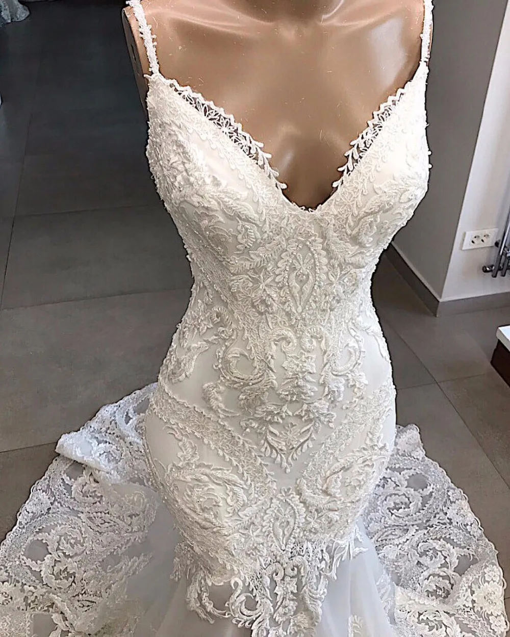 Vestidos De Novia Белый Русалка свадебное платье с вырезом на спине и v-образным вырезом кружевное свадебное платье ручной работы Appluques Свадебное платье