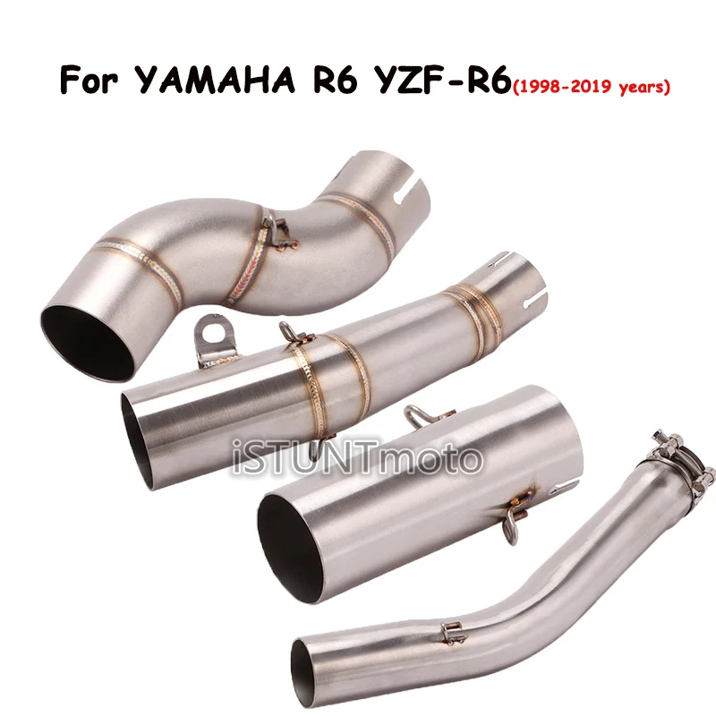 Слипоны для Yamaha R6 1998-2005 YZF-R6 2006- Мотоцикл выхлопная труба модифицированный глушитель средняя секция Соединительная труба