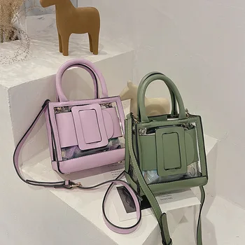 

Bags For Women Brand Original Design Textured Handbag 2020 New Casual Simple Shoulder Messenger Bag Transparent Square Bag