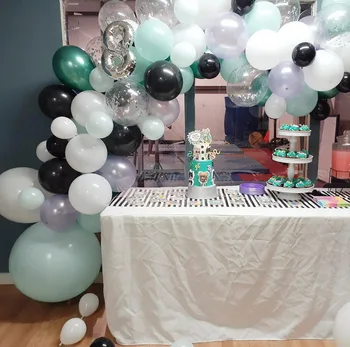 

79PCS Tiffany Blue Balloon Garland Arch Kit,White,Black,Metallic Balloons for Baby Shower Wedding Engagement Birthday Decoration
