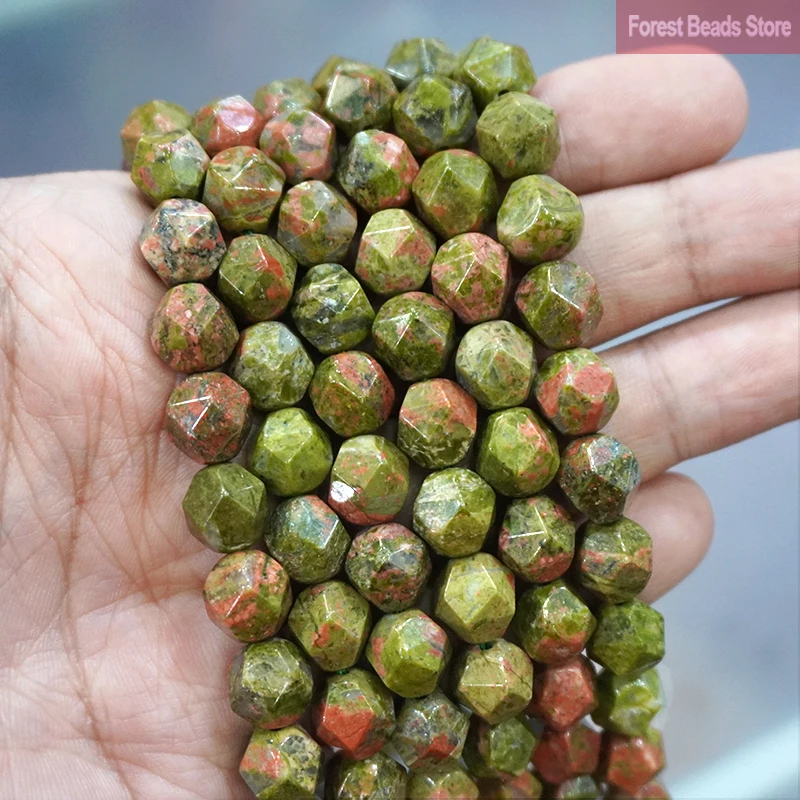 

Smooth Natural Faceted Unakite Stone Spacers Loose Beads DIY Bracelet Earrings for Making Jewelry Accessories 15"Strand 6 8 10MM