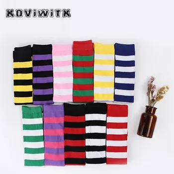 

Rainbow Knee Stockings for Womens Sox sexy Thigh high long Stocking Stripe plus size Red\Black compression Girls winter Women