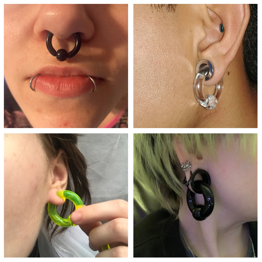 Piercing Jewelry Body Piercing Earrings Ear Piercing Jewelry Body Piercing Jewelry Body Jewelry 2pcs Acrylic BCR Big Large Size Captive Bead Ring Ear Tunnel Plug Expander Gauges Nose Septum Ring Earring Piercing Body Jewelry