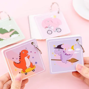 

Mini Dinosaur Notebook Cute Loose leaf Ring Buckle Blank Word Book Card Tearable Notepads Stationery gift kawaii memo pad