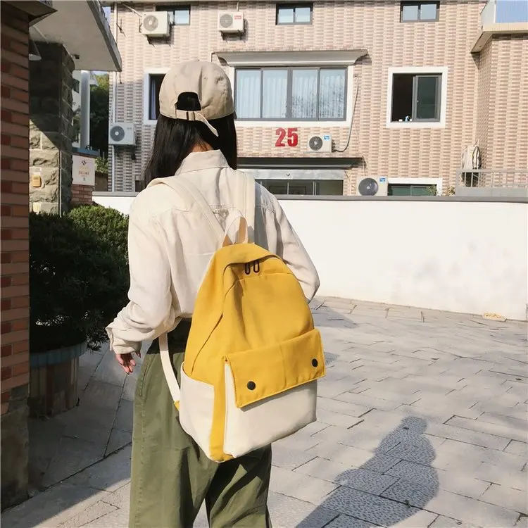 Модный женский рюкзак, рюкзак с Откидывающейся Крышкой в японском стиле, модная школьная сумка для девочки-подростка, рюкзак для путешествий для женщин - Цвет: Yellow