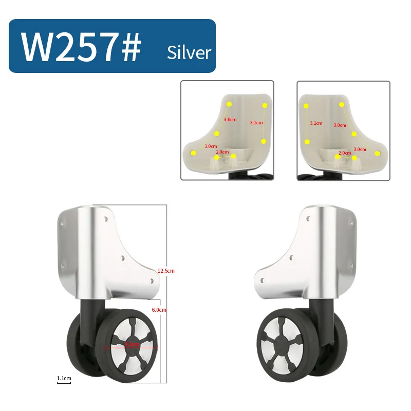 Чехол для ремонта багажного колеса maintenan, чехол с паролем, аксессуары для замены багажа, черные Универсальные ролики - Цвет: W257(2 Wheels)Silver