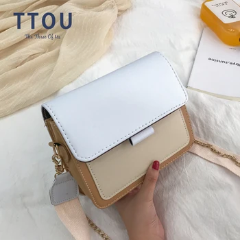 

Contrast Color PU Leather Crossbody Bags For Women 2020 Travel Handbag Fashion Simple Shoulder Messenger Bag Lady Crossbody Bags