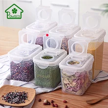 1,5/1л большая емкость, герметичный влагостойкий резервуар для хранения, для кухни, для злаков, печенья, сушеная коробка для хранения морепродуктов, откидная крышка