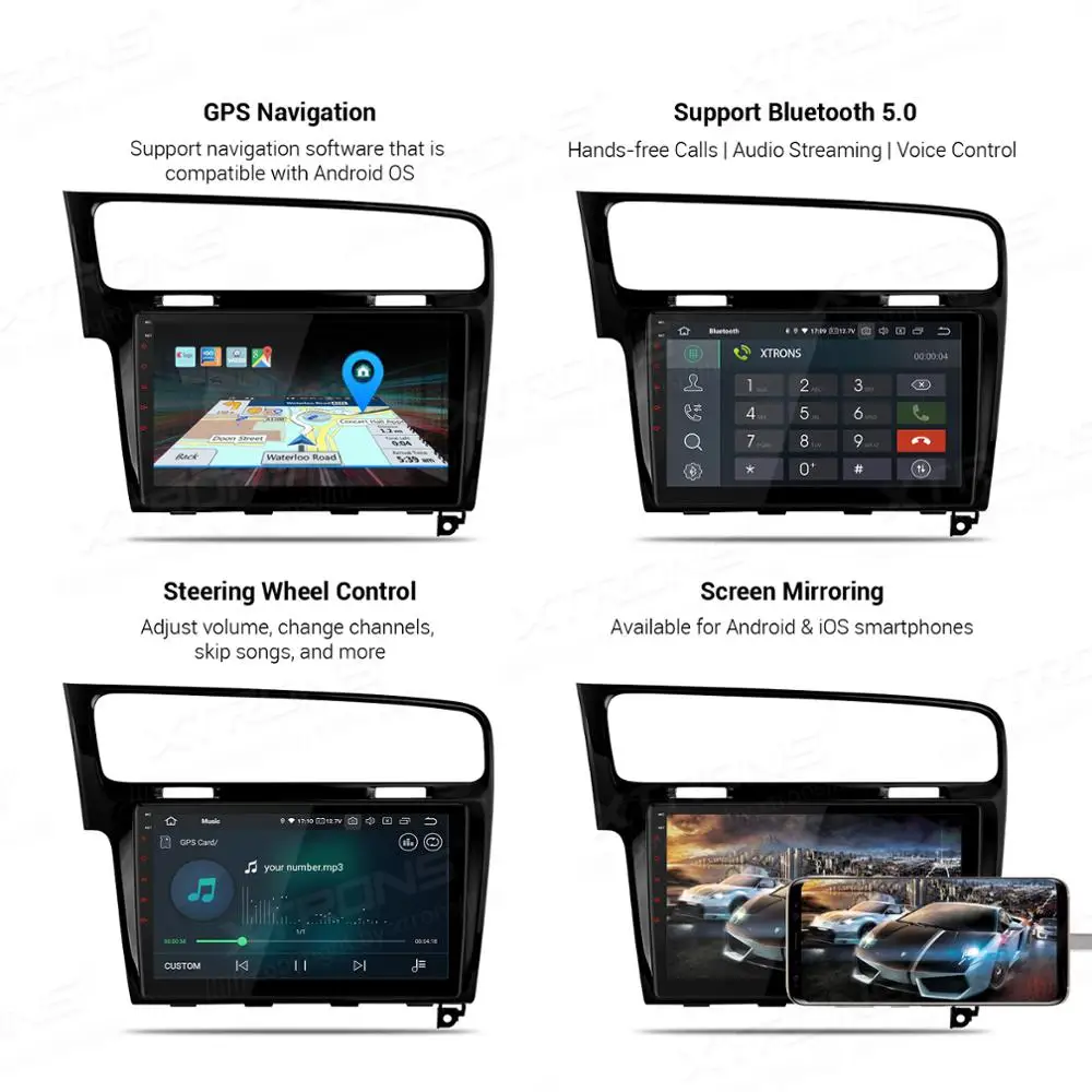 XTRONS 10," Android 9,0 автомобильный проигрыватель с радио и GPS USB wifi OBD для VW Volkswagen Golf 7 левый привод 2013 без DVD